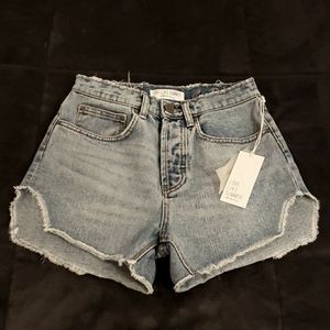 Distressed jean shorts